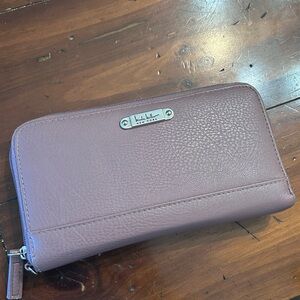 Nicole Miller Dusty Rose Zip-Around Leather Wallet